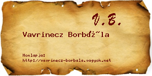Vavrinecz Borbála névjegykártya
